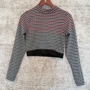 Fabletics Camryn Houndstooth Long-Sleeve‎ Top Women Size Med Red Green Black Ski